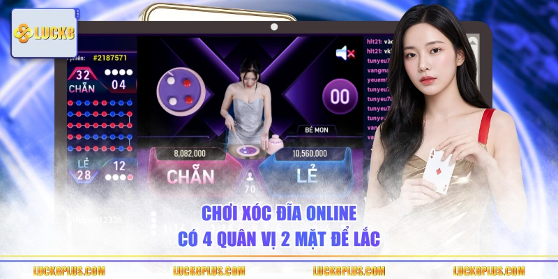 Chơi Xóc Đĩa online có 4 quân vị 2 mặt để lắc